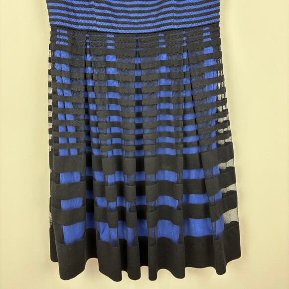 Muse Blue Black lace overlay sleeveless knee-length dress 6 twee - Picture 3 of 7